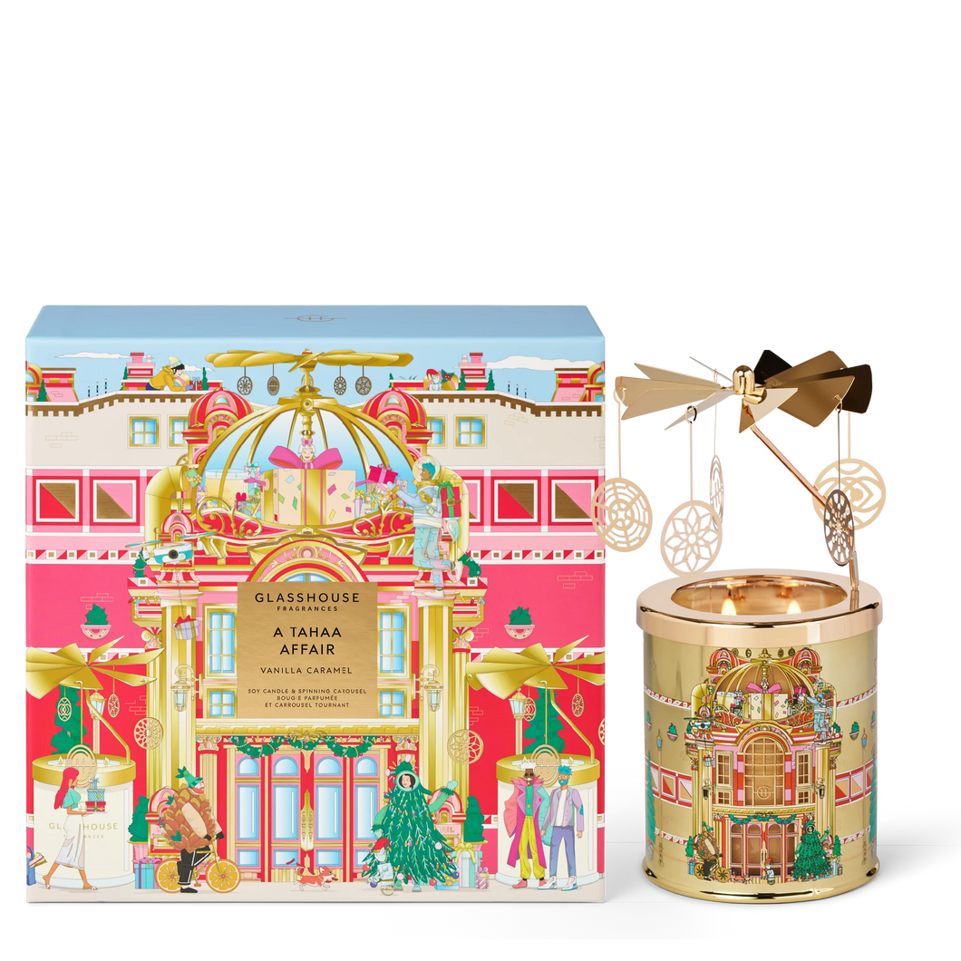 A TAHAA AFFAIR VANILLA CARAMEL 380g Candle & Spinning Carousel