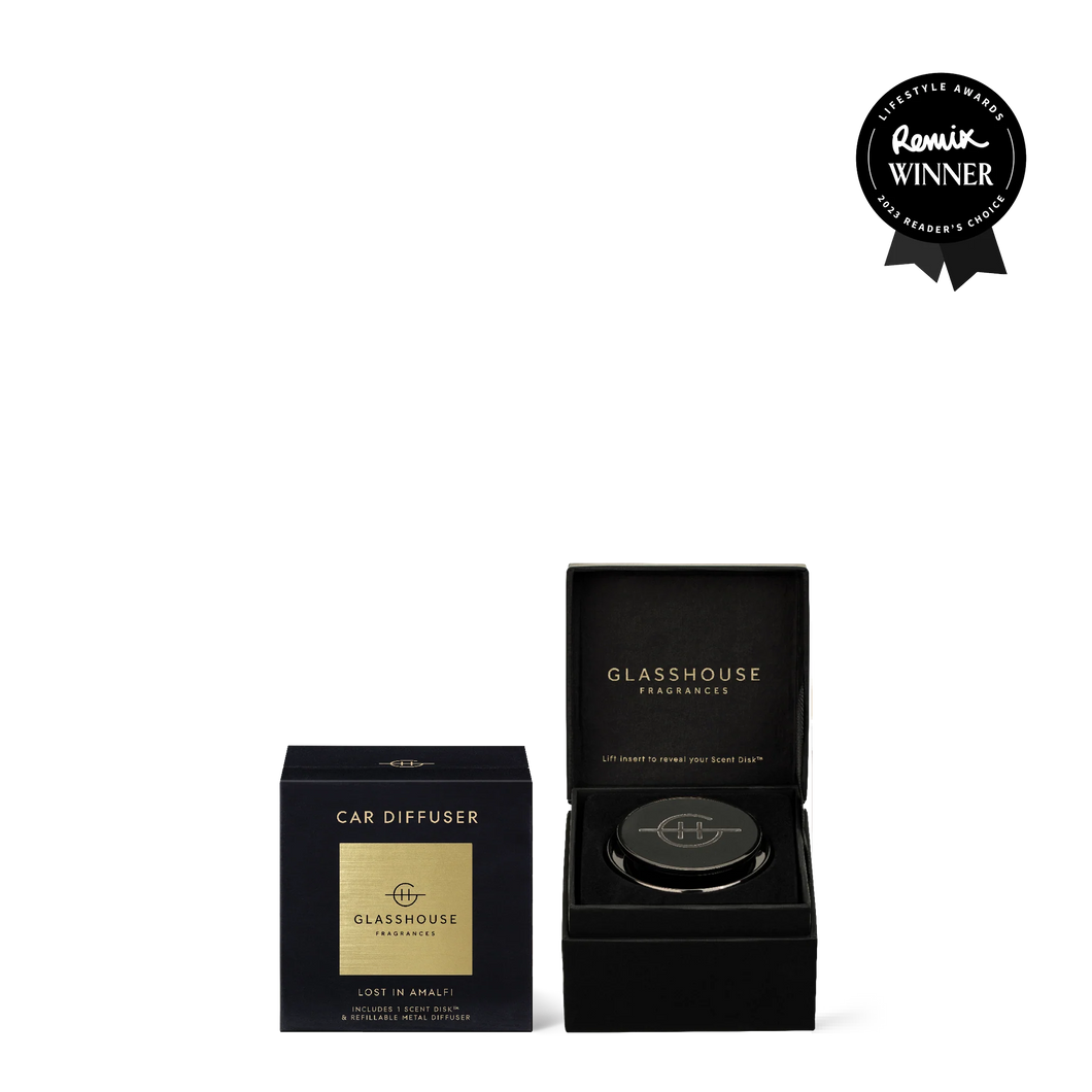GH - Black Car Diffuser with 1 Replacement Scent Disk - LOST IN AMALFI